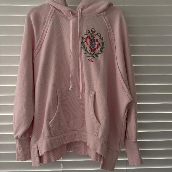Free People Keepsake Hoodie Sweatshirt Embroidered Oversized XS - Picture 8 of 9